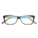 front view of black blue light blocking glasses