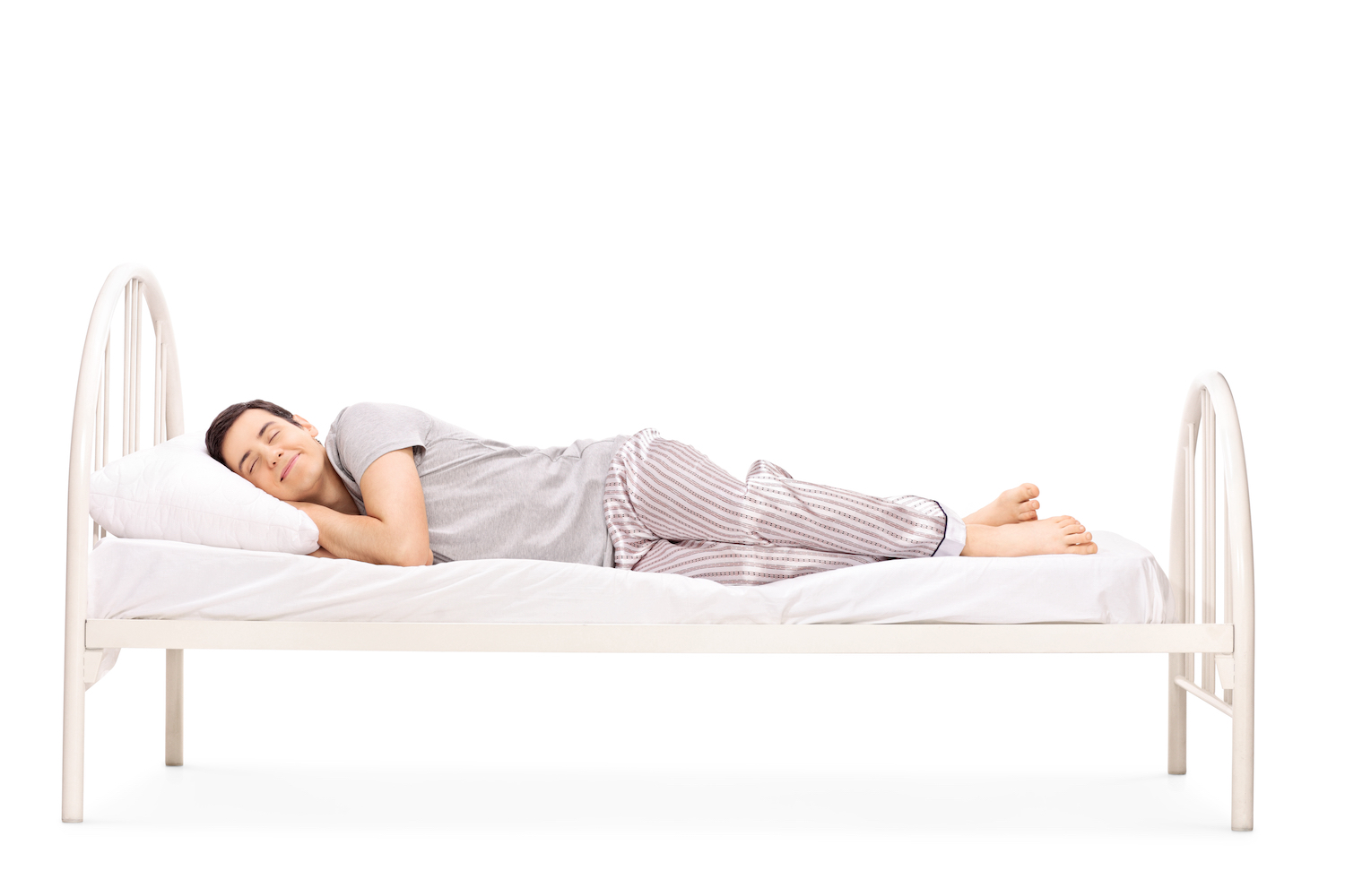Man Sleeping on a Twin size bed