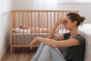 new mother affected by lack of sleep